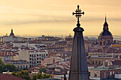 Domes Spires And Rooftops In A City Skyline; Madrid Spain