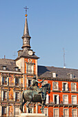 Equestrian Statue Of King Felipe Iii In Plaza Mayor; Madrid Spain