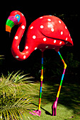 A Colourful Hand Painted Flamingo; Bahia Sur, San Fernando, Andalusia, Spain