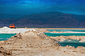 Driving Across The Dead Sea On A Salt Road; Israel