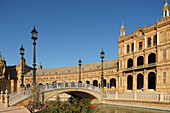 A Bridge Over A Waterway At The Plaza De Espana; Seville Andalusia Spain