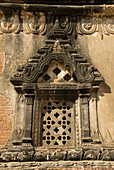 Myanmar, Bagan, Gubyaukgyi Temple, Architectural detail of temple exterior.