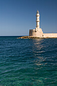 Griechenland, Kreta, Chania, Architektonisches Detail eines Leuchtturms.