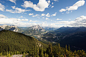 Landschaft mit Blick auf den Wald und die kanadischen Rocky Mountains; Alberta Kanada