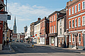Shops And Pedestrians Along A Street; Salisbury England