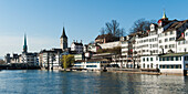 Buildings Along The Water's Edge; Zurich Switzerland