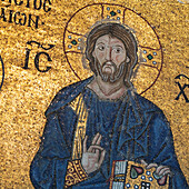 Tile Mosaic Of An Historical Figure In The Hagia Sophia Museum; Istanbul Turkey