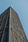 Low Angle View Of The John Hancock Centre Against A Blue Sky; Chicago Illinois United States Of America