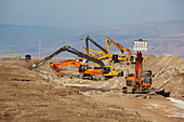 Excavators And Backhoes Digging; Israel