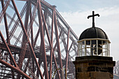 Forth Bridge And A Beacon In The Fog; North Queensferry Scotland