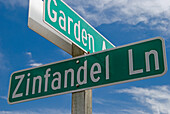 Zinfandel Lane Street Sign In Napa Valley; California United States Of America