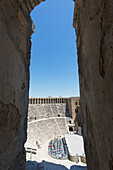 Türkei, Provinz Antalaya, Aspendos, Ansicht des Römischen Theaters von oben