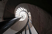 Spiral staircase seen from below; Yetholm, Scottish Borders, Scotland, UK