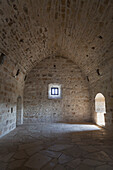 Stone interior with arched ceiling; Kolossi, Cyprus