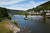 Germany, Rheinland-Pfalz, Boats on River Mosel; Cochem