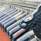 Ornate Animal Sculpture Along The Roofline At The Temple Of Heaven; Beijing, China
