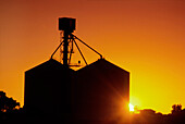 Wheat Silo, Sunset Silhouette