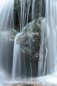 Close-up of waterfalls in a forest in spring, Bodenmais, Regen District, Bavarian Forest National Park, Bavaria, Germany