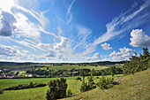 Wide Angle View of Landscape with Fields, Forests and Hills, Upper Palatinate, Bavaria, Germany