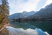 Landscape of Mountains Reflected in Lake in Autumn, Langbathsee, Austria