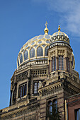Close-up of the rooftop of the New Synagogue, Oranienburger Strasse, Belin-Mitte, Berlin, Germany.