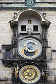 Nahaufnahme der Prager Astronomischen Uhr, Altstädter Ring, Prag, Tschechische Republik
