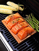 Fish, Asparagus and Corn on Grill