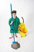 Little Girl Dressed Up as Janitor