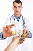 Arzt tauscht Pillen gegen Geld
