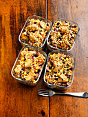 Individual Servings of Chicken Casserole in Reuseable Glass Containers