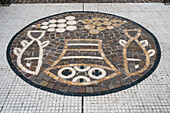 Tile mosaic in front of the San Rafael Archangel Cathedral in San Rafael, Argentina.