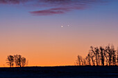 Venus und Jupiter in einer sehr engen Konjunktion (20 Bogenminuten voneinander entfernt) in der Morgendämmerung am 13. November 2017, von zu Hause in Alberta aus.