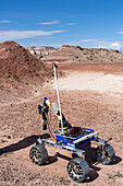 Der OzU Mars Rover in der University Rover Challenge, Mars Desert Research Station in der marsähnlichen Wüste in Utah. Ozyegin Universität, Istanbul, Türkei
