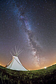 Milky Way over Tipi at Siksika Skies stargazing night at Blackfoot Crossing Historical Park, October 2, 2010.