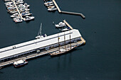 Luftaufnahme von Hobart mit Franklin Wharf und Constitution Dock, Tasmanien, Australien
