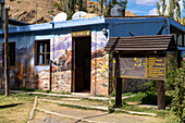 Murals on the wall of the visitors center of El Leoncito National Park in Argentina.