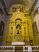 An altarpiece in the side chapel in the transept of the ornate Cathedral of the Immaculate Conception in San Luis, Argentina.