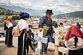 Dia de los Muertos (Day of the Dead) celebrations at Otavalo Cemetery, Imbabura, Ecuador, South America