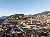 Aerial view of Quito, Pichincha, Ecuador, South America