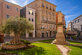 View of statue in Piazza Domenico Alberto Azuni in Sassari, Sassari, Sardinia, Italy, Mediterranean, Europe