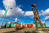 Statue of Billy McNeill lifting the European Cup, Celtic Park, Parkhead, Glasgow, Scotland, United Kingdom, Europe