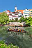 Touristenboot auf dem Neckar, Tübingen, Baden-Württemberg, Deutschland, Europa