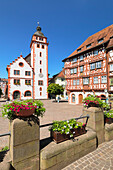 Rathaus und Palmsches Haus auf dem Marktplatz, Mosbach, Neckartal, Odenwald, Baden-Württemberg, Deutschland, Europa