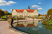 Weikersheim Renaissance Castle with baroque garden in Taubertal Valley, Weikersheim, Romantic Road, Baden-Wurttemberg, Germany, Europe