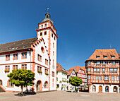 Rathaus und Palmsches Haus am Marktplatz, Mosbach, Neckartal, Odenwald, Baden-Württemberg, Deutschland, Europa