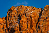 USA, Utah, Springdale, Zion National Park, Blue sky above rough rocky mountain