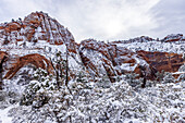 USA, Utah, Springdale, Zion National Park, Scenic view of mountains in winter