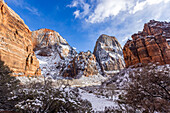 USA, Utah, Springdale, Zion National Park, Scenic view of mountains in winter