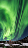 The Aurora Borealis (Northern Lights) over Tungeneset Lighthouse, Tungeneset, Senja, Troms og Finnmark county, Norway, Scandinavia, Europe