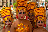 View of colourfully dressed girls on Kuta Beach for Nyepi, Balinese New Year Celebrations, Kuta, Bali, Indonesia, South East Asia, Asia